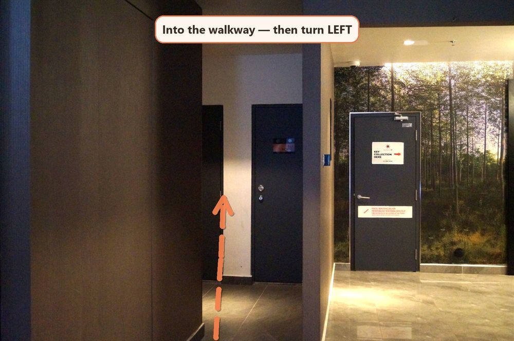Walkway corridor turning left